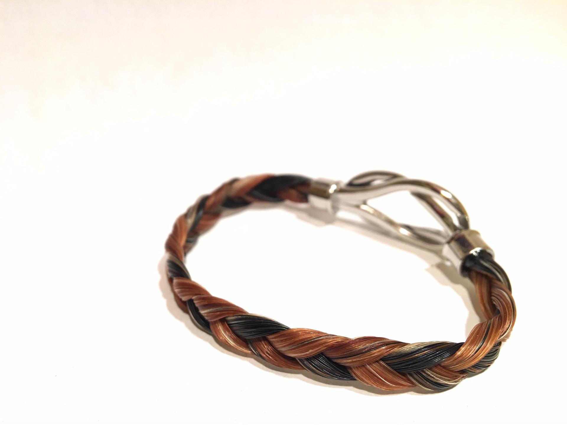 Creation crins cheval bracelet acier inoxydable infini alezan noir argent soiree