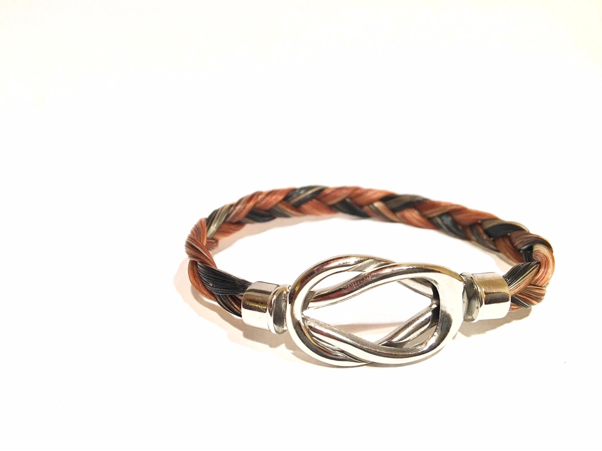 Creation crins cheval bracelet acier inoxydable infini anneau noeud boucle noir marron