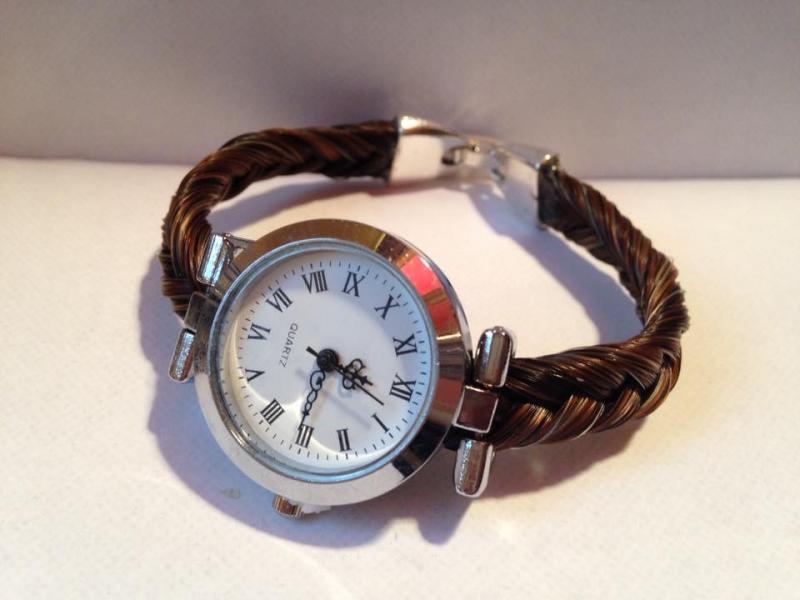 Creation crins cheval montre argent epi fine fermoir plat solide qualite