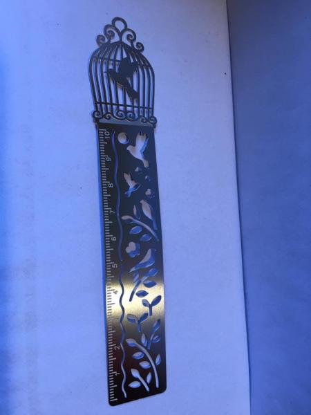 Marque page argent cage oiseau