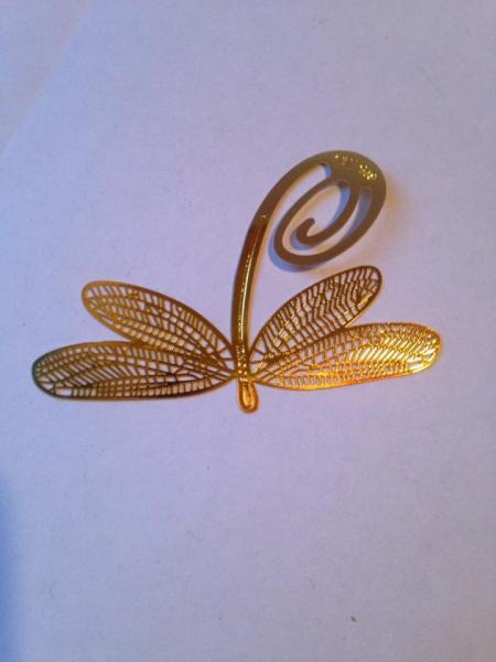 Marque page libellule dore