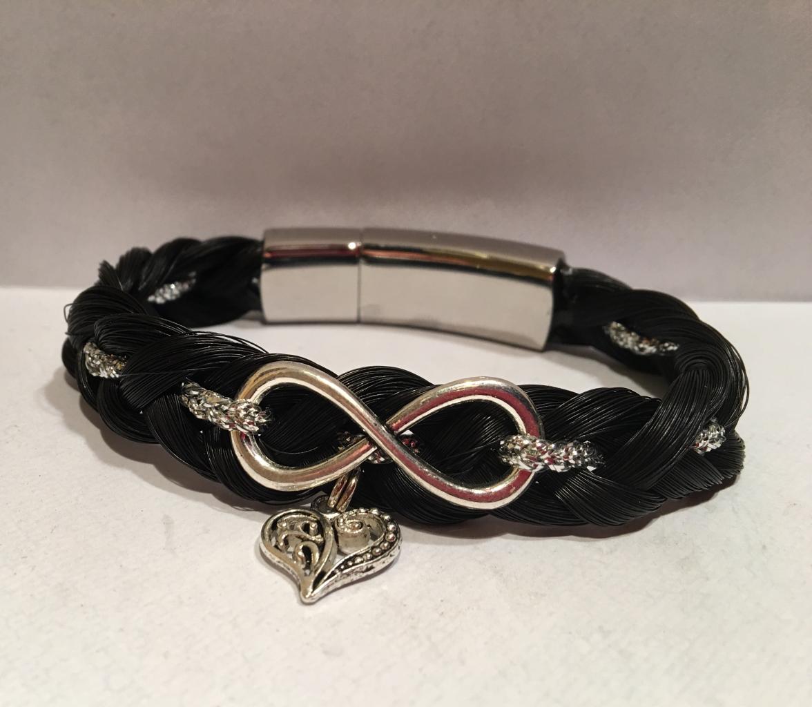 Bracelet tressage en huit couleur noir / argent